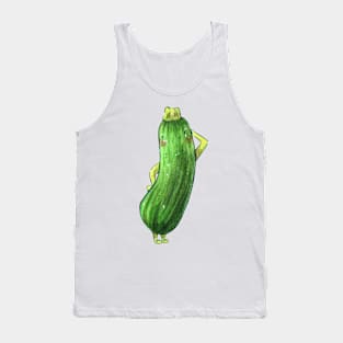 "I love veggies" Cucumber Cute Watercolour Tank Top